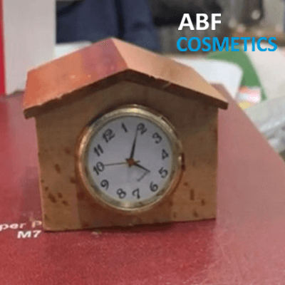 Wood Paper Weight (Hut) With Clock