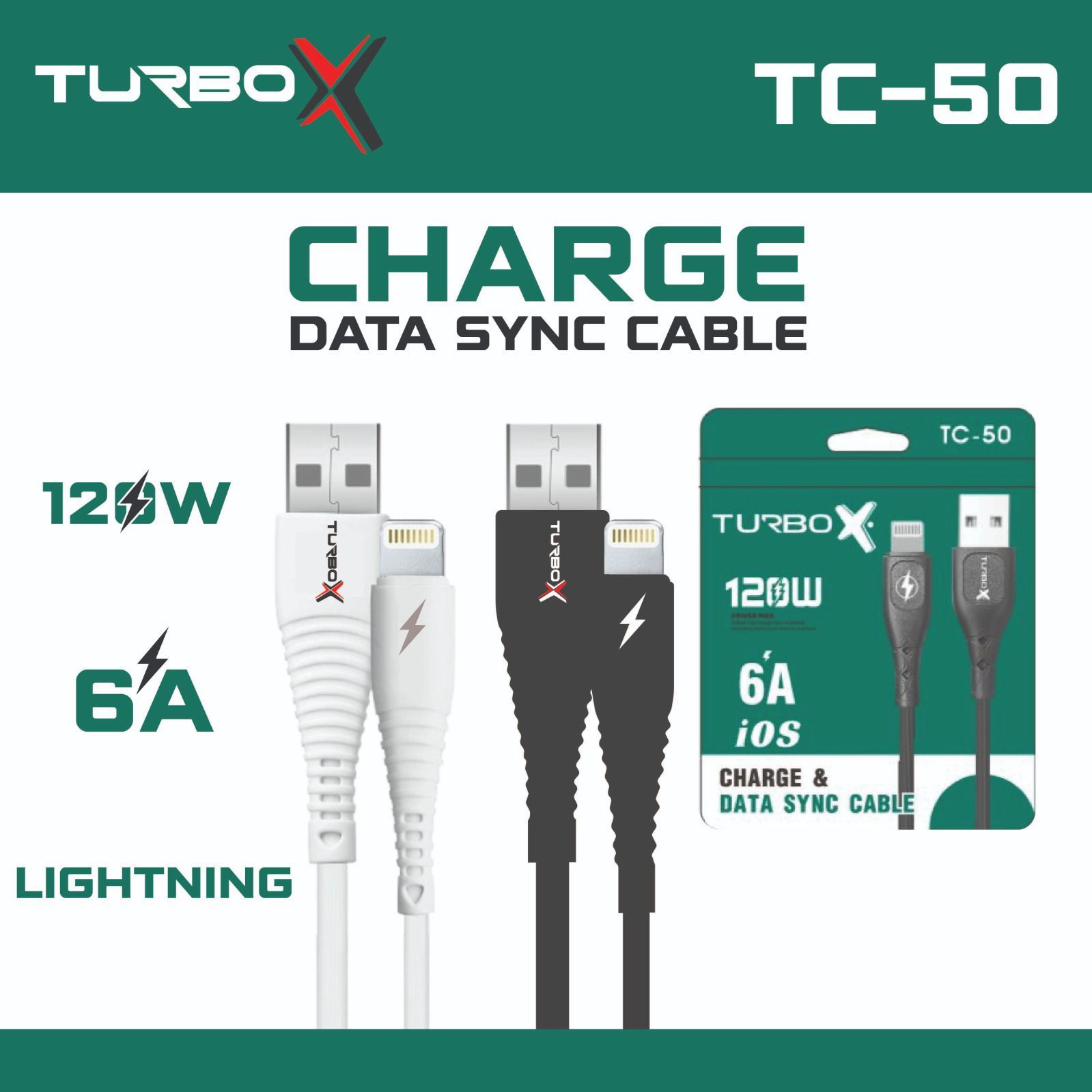 Turbo Data charger iphone  Cable 120w 6A