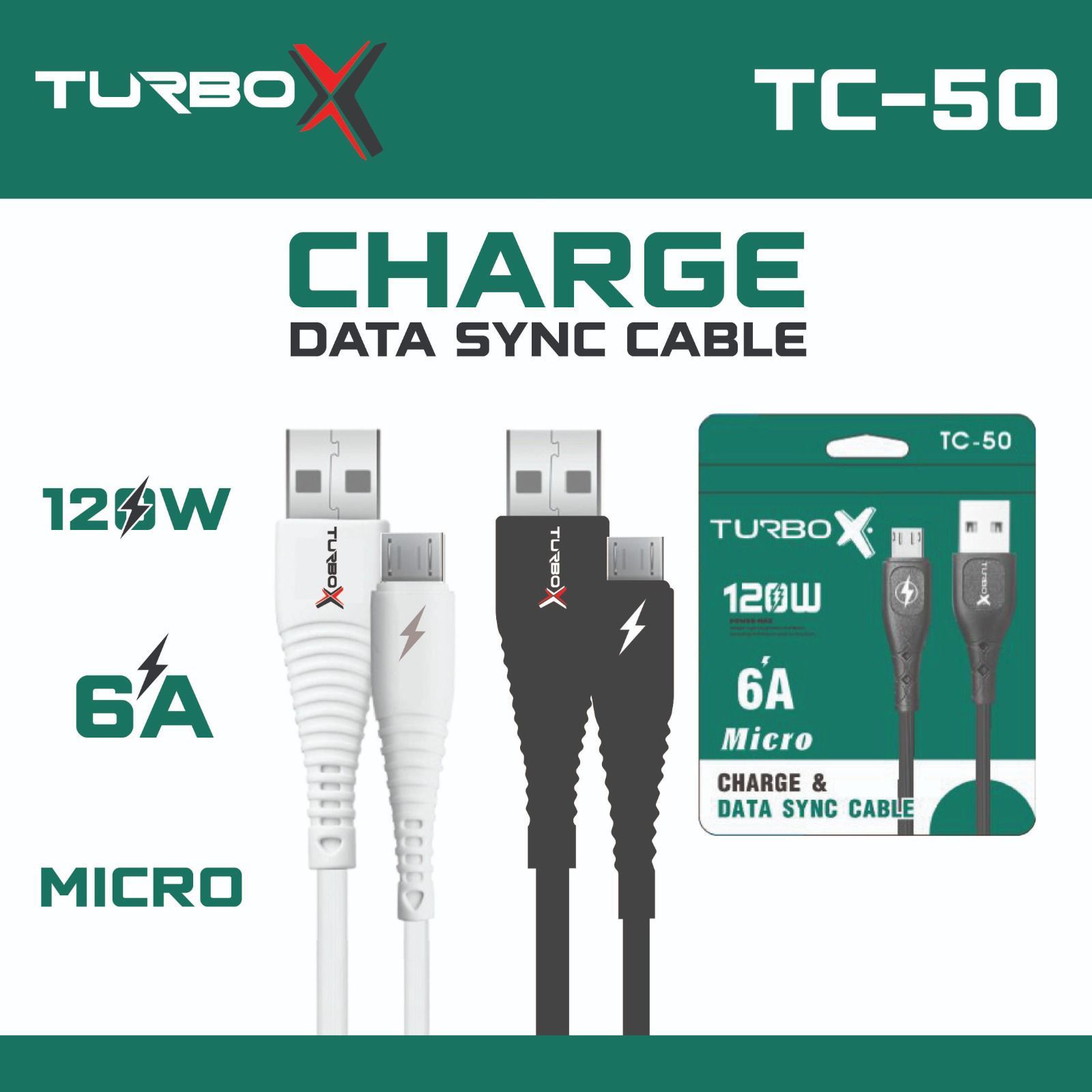 Turbo Data charger Micro   Cable 120w 6a